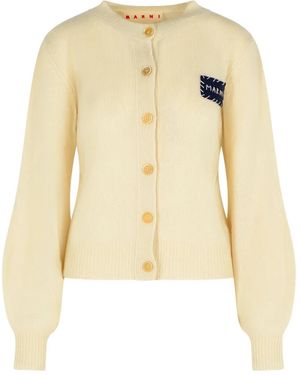 Marni Gerippter Cardigan mit Logo-Patch - Natur