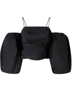 Pinko Balloon-Sleeve Draped Top - Black