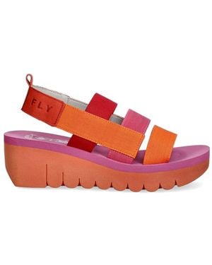 Fly London Multi-Strap Platform Sandals - Red