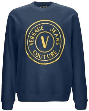 Versace Jeans Couture Logo Graphic Round Neck Sweatshirt - Blue
