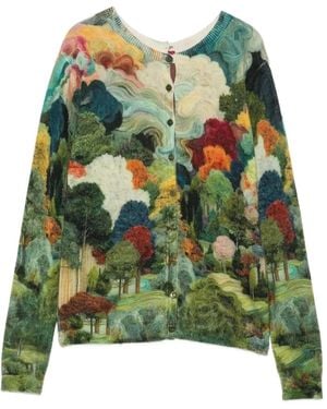 JEi'S Cardigan À Imprimé Paysage Et Motif Géométrique - Green