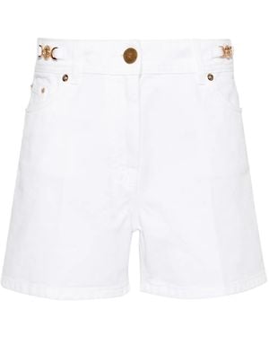 Versace Denim Shorts Cotton, Calfskin - White