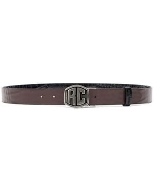 Roberto Cavalli Ceinture Réversible À Effet Peau De Crocodile - White