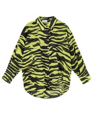 The Attico Asymmetric Animal-Print Cotton Shirt - Green