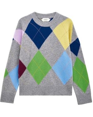 Pringle of Scotland Argyle Crew-Neck Sweater - Blue