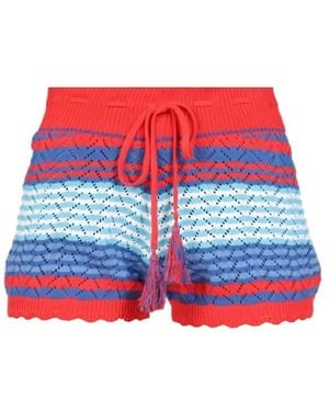 Gallo Striped Tassel-Detail Shorts - Red