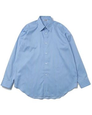 AURALEE Striped Wool Shirt - Blue