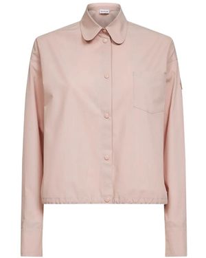 Moncler Drawstring-Hem Logo-Patch Shirt - Pink