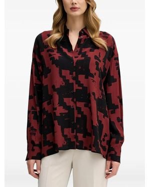 Sisley Camicia Con Stampa Geometrica - Rosso