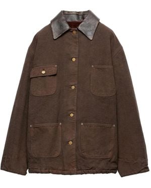 Prada Canvas Oversized Jacket - Brown