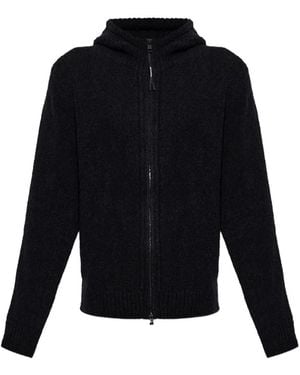 Moncler Hooded Zip-Up Cardigan - Black