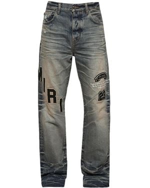 Amiri Logo-Patch Distressed Jeans - Grey