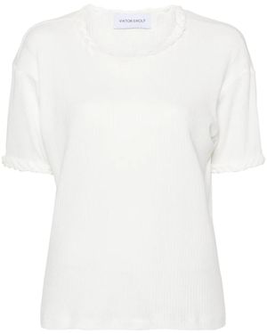 Viktor & Rolf Braid-Detail Cotton T-Shirt - White