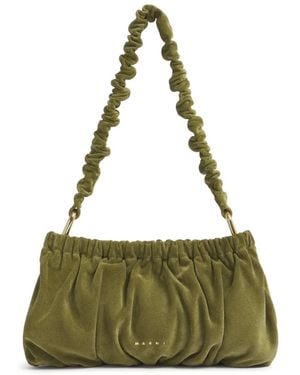 Marni Gerüschte Clutch Aus Wildleder - Grün