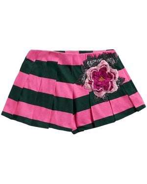 Area Gestreifte Shorts Mit Falten - Pink