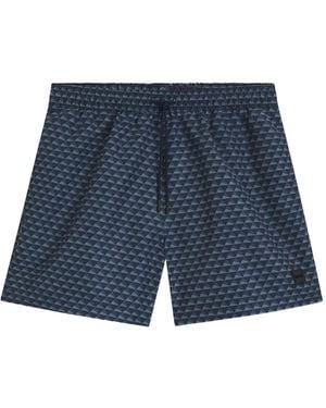 BOSS Geometric-print Swim Shorts - Blue