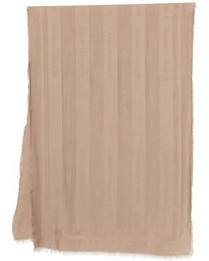 Elisabetta Franchi Viscose And Modal Foulard Scarf With Jacquard Stripes - Natural