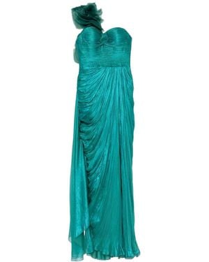 IRIS SERBAN Megan One-Shoulder Floral-Detail Maxi Dress - Blue