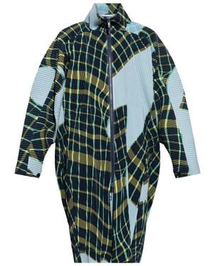 Homme Plissé Issey Miyake Windswept Plaid Coat - Blue