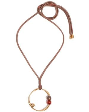 Bimba Y Lola Beaded Circle-Pendant Necklace - Metallic