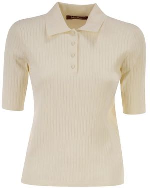 Max Mara Ribbed Polo Top - White
