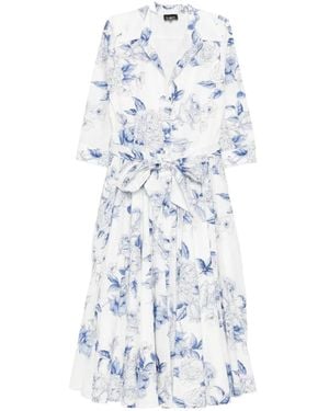 LAVI COUTURE Floral-Print Belted Dress - White