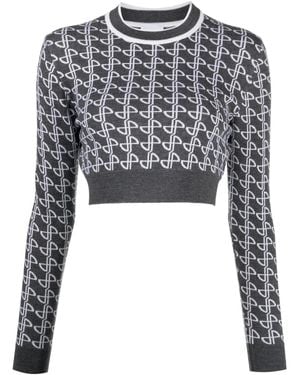 Patou Jacquard Merino Cropped Jumper - Black