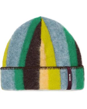 Sunnei Chunky Striped Beanie - Green