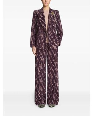 Dries Van Noten Abstract-Print Double-Breasted Blazer - Purple