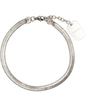 Saint Laurent Herringbone-Chain Logo-Plaque Bracelet - Metallic