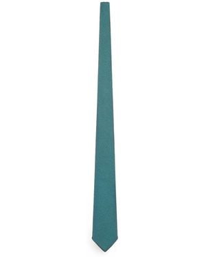 Kiton Geometric-Print Silk Tie - Blue