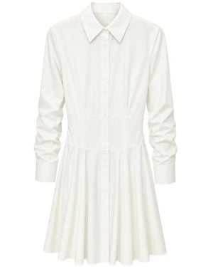 Alice + Olivia Langärmeliges Edie Minikleid Mit Falten - Weiß