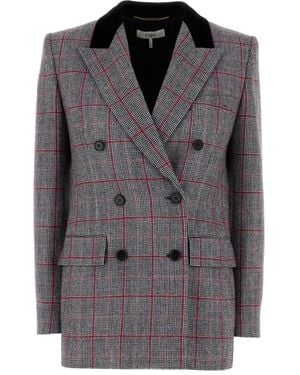 Chloé Blazer En Laine À Carreaux - Noir