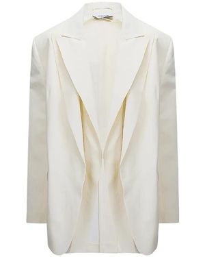 Sportmax Peak-Lapels Layered Jacket - White