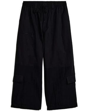 Y-3 Logo-Print Wide-Leg Cargo Trousers - Black