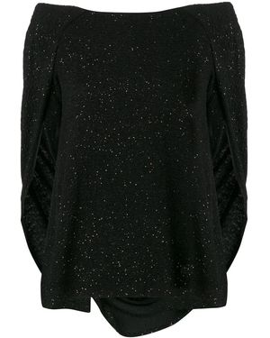 Talbot Runhof Cape Style Glitter Top - Black