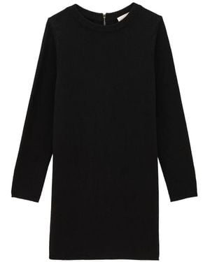 Ba&sh Atess Zip-Back Knitted Shift Mini Dress - Black