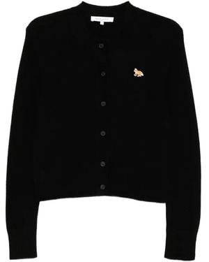 Maison Kitsuné Baby Fox-Embroidered Patch Wool Cardigan - Black