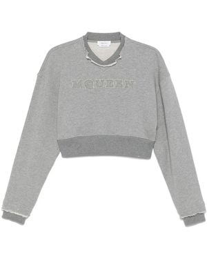 McQueen Sudadera corta con letras del logo - Gris