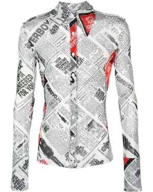 Charles Jeffrey Newspaper-Print Semi-Sheer Shirt - Grey