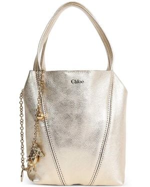 Chloé Small Spin Horse-Charm Tote Bag - White