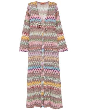 Missoni Zigzag-Pattern V-Neck Cover-Up - White