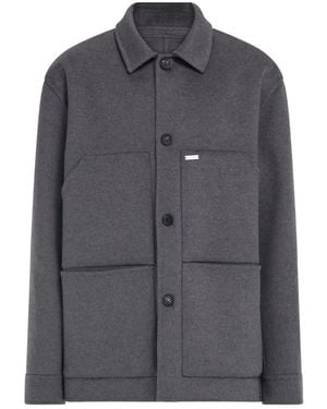 Ferragamo Hemdjacke mit Knopf-Patch - Grau