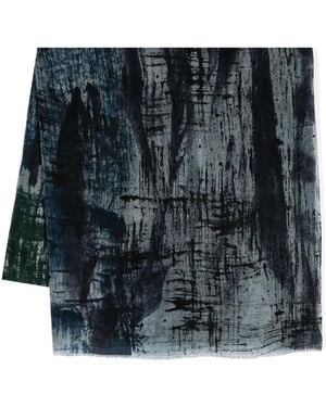 Avant Toi Graphic-Print Scarf - Blue