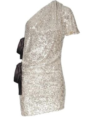 In the mood for love Sequin-Embellished Bow-Detail Mini Dress - White