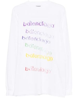 Balenciaga Logo-Print Long-Sleeve T-Shirt - White