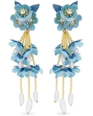 Oscar de la Renta Floral-Drop Earrings - Blue