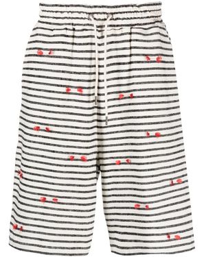 Henrik Vibskov Fringy Striped Shorts - Blue