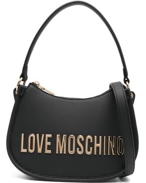 Love Moschino Logo-Plaque Curved Shoulder Bag - Black