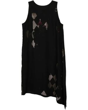 Y's Yohji Yamamoto Robe Asymétrique À Losanges - Black